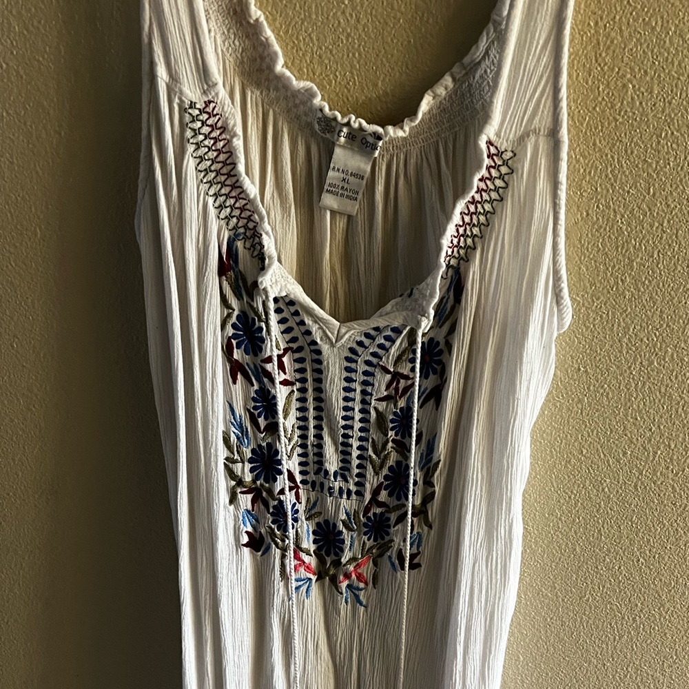 Black and White Embellished Smocked Tank Top